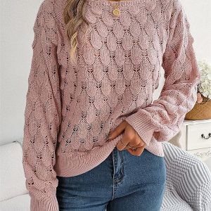 Off-Shoulder Ribbed Knit Sweater Pink & Blue Cold Shoulder Knit