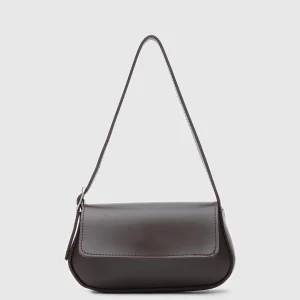 Elegant Brown Faux Leather Shoulder Bag