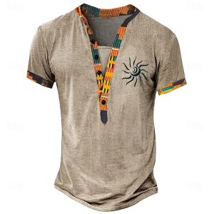 Retro Letter Graphic Short Sleeve Crew Neck 3D Print Tee